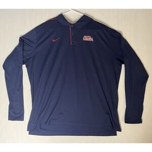 Nike On Field Ole Miss Rebels Polo Shirt Men's Size 2XL Blue Long Sleeve Sports